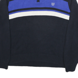 CHAPS Mens Blue & White Plain Pullover Jumper Crew Neck Cable Knit XL Cotton