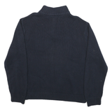 CHAPS Mens Blue & White Plain Pullover Jumper Crew Neck Cable Knit XL Cotton