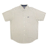 CHAPS RALPH LAUREN Mens Beige & Blue Check Shirt L Cotton Blend Casual