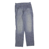 CZ TOU Mens Blue Regular Straight Denim Light W30 L32 Cotton Blend Zip Jeans