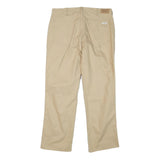 TOP Mens Cotton Blend Beige Regular Fit Trousers W34 L28 Plain Zip Closure