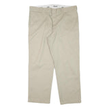 DICKIES Mens Regular Fit Beige Cotton Blend Trousers W40 L28 Zip Closure
