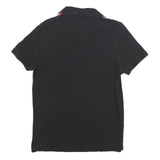 TOMMY HILFIGER Mens Black Short Sleeve Plain M Polo Shirt Cotton Blend