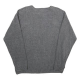CALVIN KLEIN JEANS Mens Grey Plain Jumper V-Neck Basic Knit L Cotton Blend