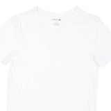 LACOSTE Mens White V-Neck Cotton Blend T-Shirt M Short Sleeve Classic