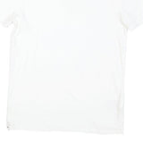 LACOSTE Mens White V-Neck Cotton Blend T-Shirt M Short Sleeve Classic