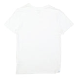 LACOSTE Mens White V-Neck Cotton Blend T-Shirt M Short Sleeve Classic