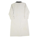 Womens Cream Jacket S Cotton Button Check Collar Classic Outerwear