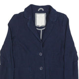 WHITE STUFF Womens Navy Blue Button Jacket UK 10 Cotton Casual Tailored Blazer