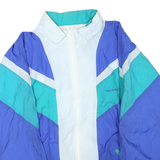 OLEG CASSINI Mens Blue & Teal Colourblock Zip Jacket XL Polyester Blend Woven