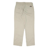 DICKIES Mens Cotton Blend Beige Regular Fit Straight Trousers W32 L30 Casual