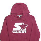 STARTER Mens Maroon Hoodie L Cotton Blend Pullover Classic Logo Hooded