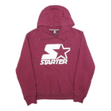 STARTER Mens Maroon Hoodie L Cotton Blend Pullover Classic Logo Hooded
