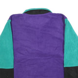 CHEETAH Mens Purple & Green Colourblock Pullover Plain Crew Neck Basic Knit L