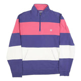 CHAPS Mens Blue & Pink & White Quarter Zip Sweatshirt XL Colour Block Casual