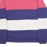 CHAPS Mens Blue & Pink & White Quarter Zip Sweatshirt XL Colour Block Casual
