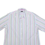 PAUL & SHARK Mens White & Multicolour Stripe Shirt XL Short Sleeve Cotton Casual