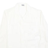 ELKONE Womens White Shirt M Embroidered Cotton Blend Long Sleeve Button