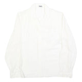 ELKONE Womens White Shirt M Embroidered Cotton Blend Long Sleeve Button