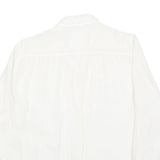 ELKONE Womens White Shirt M Embroidered Cotton Blend Long Sleeve Button