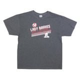 JERZEES Mens Grey Lady Braves Volleyball Graphic T-Shirt L Short Sleeve Crew
