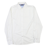 TOMMY HILFIGER Mens White Plain Shirt L Classic Formal Button Down Collar