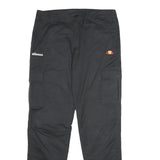 ELLESSE Mens Cotton Blend Black Cargo Regular Fit Trousers W32 L32 Zip Closure