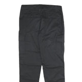 ELLESSE Mens Cotton Blend Black Cargo Regular Fit Trousers W32 L32 Zip Closure