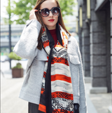 Anyyou 100% Pure Merino Wool Red Stripes Stylish Poncho Winter Large Scarf With Trendy Pashmina Shawl Bandana For Womenfashion Design
