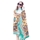 Anyyou 100% Merino Wool Cyan Multipattern Silk Satin Large Winter Scarf Pashmina Shawl Bandana Perfect For Women Ladies Fashion Style