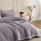 Anycozy Duvet Cover Set – Purple Ultra Soft Velvet Bedding with Flat Sheet