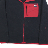 TOMMY HILFIGER Womens Black & Red Zip Jacket L Polyester Fleece Casual Warm Coat