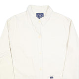 TRESORS DES OCEANS Womens White Button Cotton Blend Jacket M Plain Casual Smart