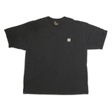 CARHARTT Mens Black Pocket T-Shirt 2XL Short Sleeve Crew Neck Cotton Casual