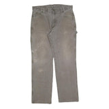 DICKIES Mens Cotton Blend Grey Relaxed Straight Trousers W36 L31 Workwear Zip