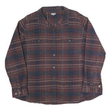 CARHARTT Womens Brown & Blue Plaid Cotton Blend Shirt 2XL Long Sleeve Button