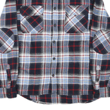 Mens Blue Black & Red Cotton Plaid Shirt XL Casual Button-Up Long Sleeve
