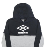 UMBRO Boys Black & Grey Cotton Blend Hoodie XL Colourblock Pullover Casual