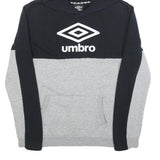UMBRO Boys Black & Grey Cotton Blend Hoodie XL Colourblock Pullover Casual