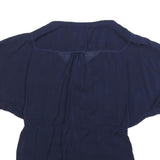 HILFIGER DENIM Womens Blue Button Shirt Short Sleeve Round Neck M Casual Top