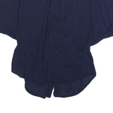 HILFIGER DENIM Womens Blue Button Shirt Short Sleeve Round Neck M Casual Top