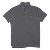 TOMMY HILFIGER Mens Grey Cotton Blend Short Sleeve Polo Shirt XS Button Collar