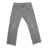 DICKIES Mens Grey Regular Fit Straight Denim Jeans Cotton Blend W33 L27 Workwear