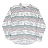 POINT ZERO Mens Green & Purple Striped Cotton Blend Shirt M Casual Long Sleeve