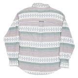 POINT ZERO Mens Green & Purple Striped Cotton Blend Shirt M Casual Long Sleeve