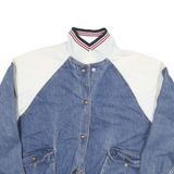 Womens Blue & White Denim Cotton Button Jacket M Casual Lightweight Retro