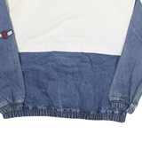 Womens Blue & White Denim Cotton Button Jacket M Casual Lightweight Retro