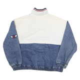 Womens Blue & White Denim Cotton Button Jacket M Casual Lightweight Retro