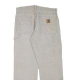 CARHARTT Mens Regular Beige Cotton Blend Trousers W34 L30 Workwear Zip Closure