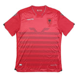 MACRON Mens Red XL Graphic T-Shirt Short Sleeve Crew Neck Albania Football Style